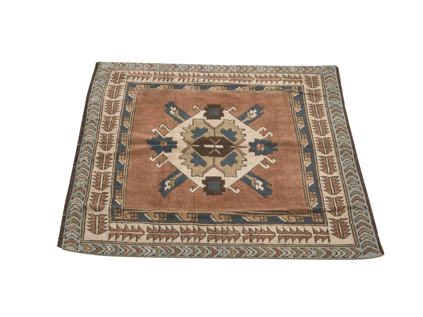 Small Vintage Rug ,Geometric Anatolia Rug ,Oushak Rug ,Small Carpet Rug ,Antique Rug ,Neutral Rug ,Handmade Rug ,Turkish Rug ,9612
