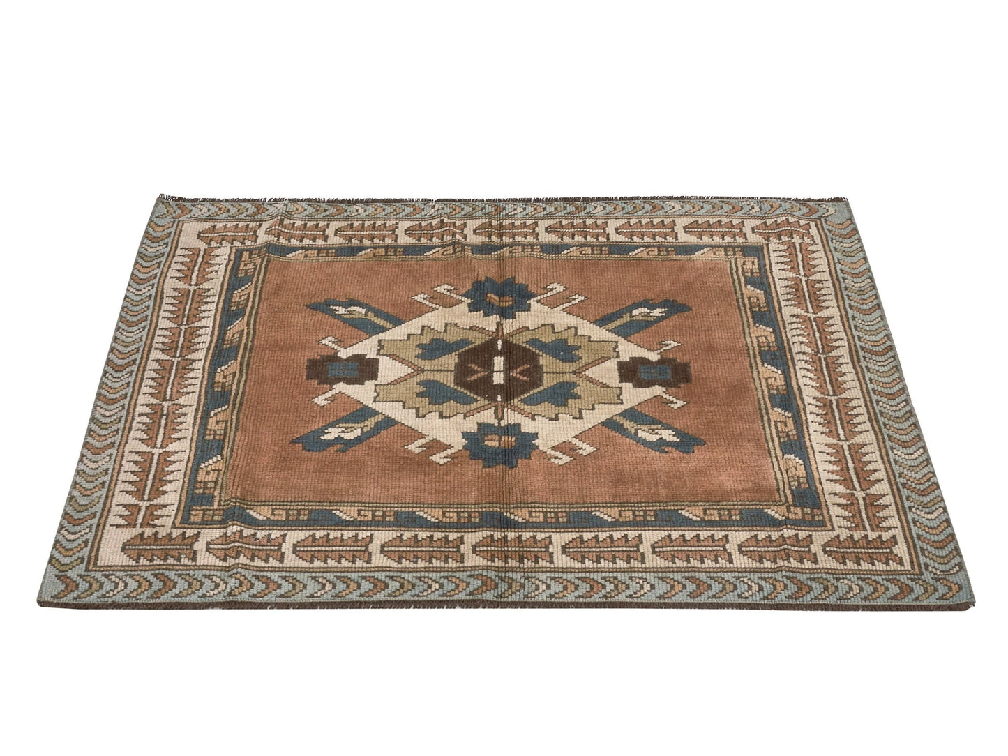 Small Vintage Rug ,Geometric Anatolia Rug ,Oushak Rug ,Small Carpet Rug ,Antique Rug ,Neutral Rug ,Handmade Rug ,Turkish Rug ,9612