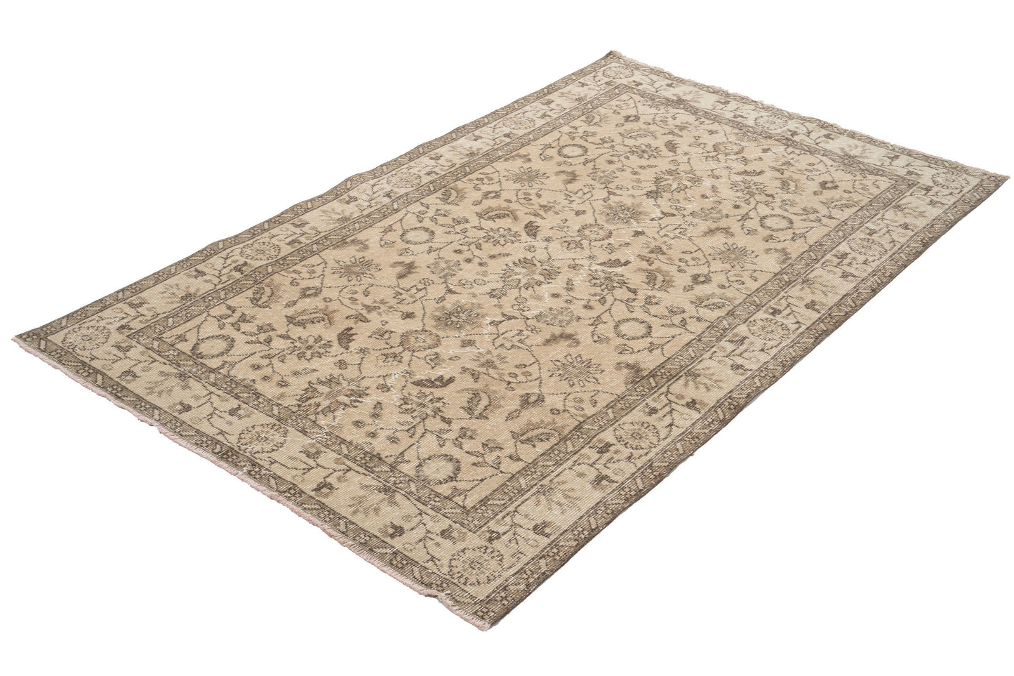 Pastel Turkish Rug, Faded Rug, Neutral Oushak Rug, Area Rug 4x7, Vintage Carpet Rug, Unique Rug, Handmade rug, Dining room rug, 9679