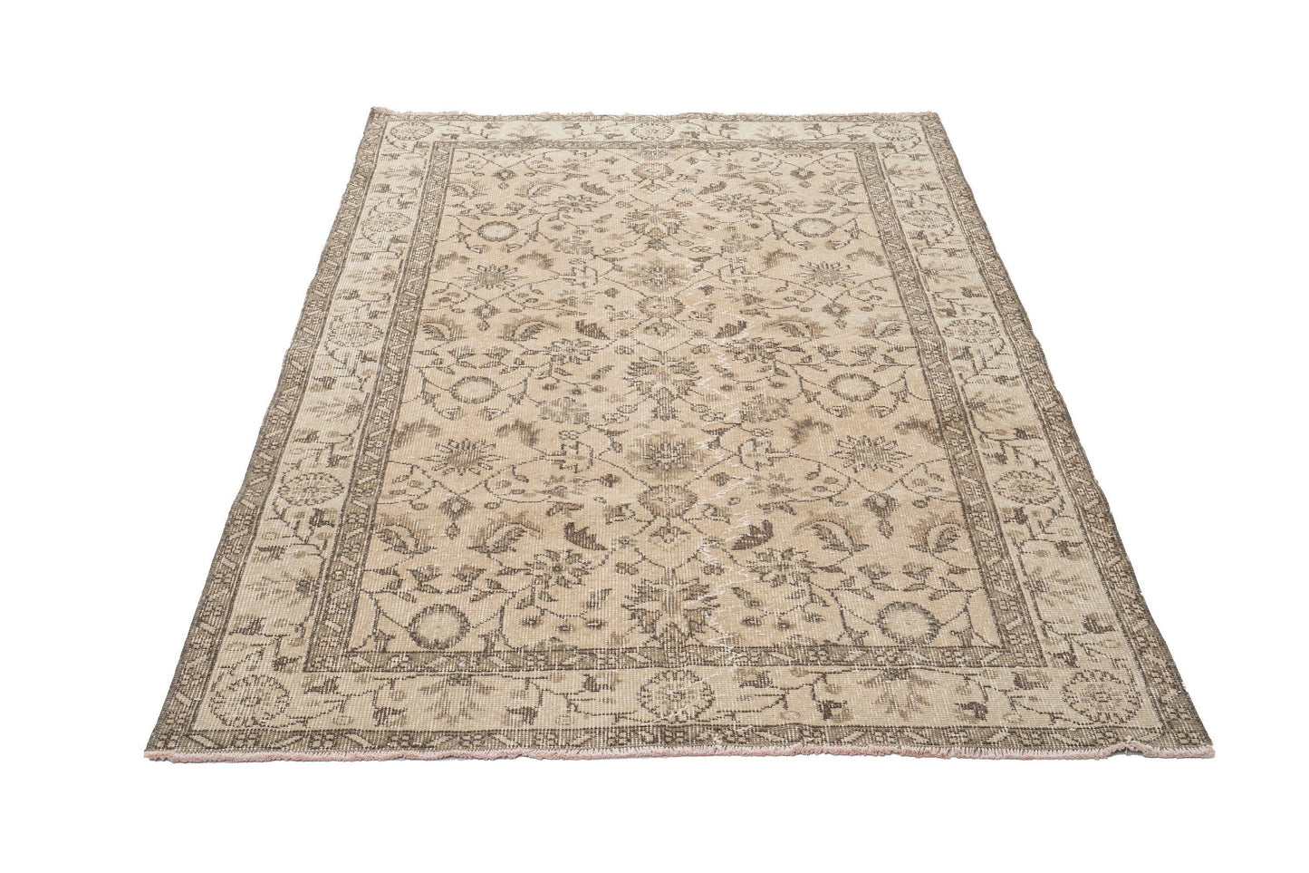Pastel Turkish Rug, Faded Rug, Neutral Oushak Rug, Area Rug 4x7, Vintage Carpet Rug, Unique Rug, Handmade rug, Dining room rug, 9679