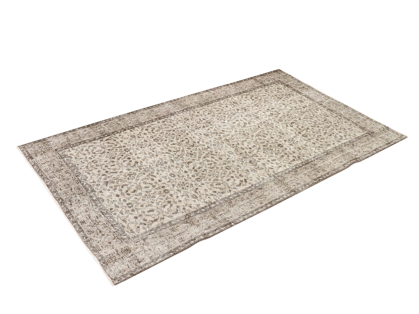 4x7 Beige Anatolia Oushak Rug, Neutral Turkish rug, Vintage Area Carpet rug, Handmade Wool Floral rug, Bedroom rug, Farmhouse decor, 9660