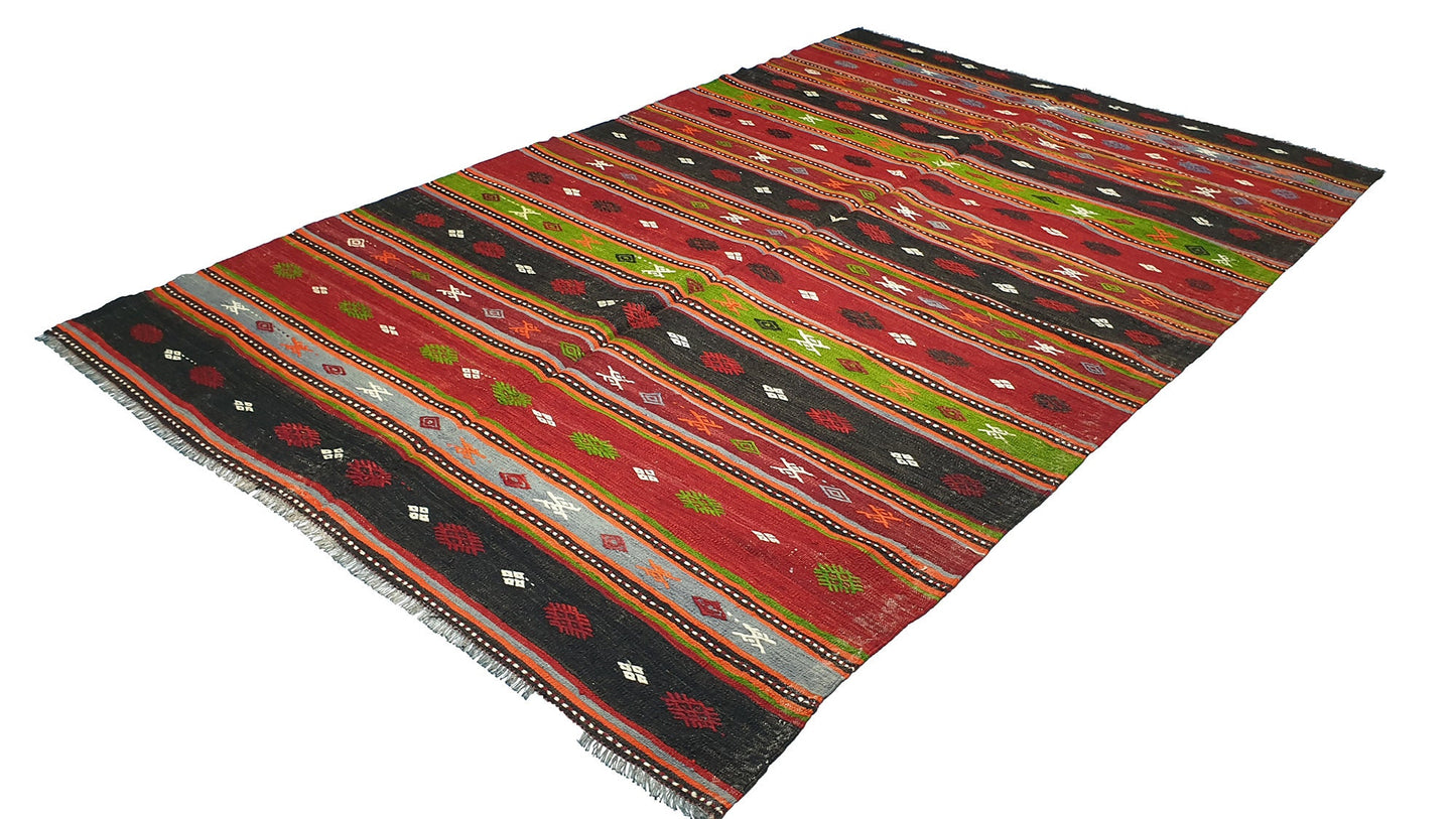 Rustic TURKİSH VİNTAGE Kilim rug 6x10 ,Primitive Handmade Living room rug, Anatolia Kilim Rug, Home decor ,Floor Kilim rug,523