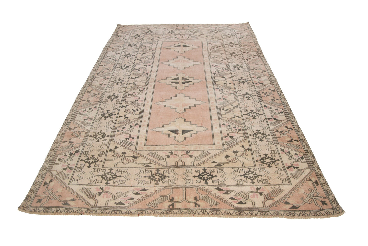 Faded Oushak rug, Turkish rug, Vintage rug 6x10, Geometric rug, Handmade Turkey rug, One of a kind rug ,Neutral Turkish rug, 7841