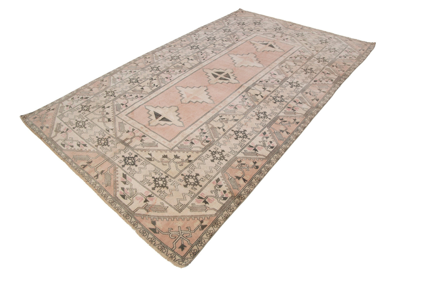 Faded Oushak rug, Turkish rug, Vintage rug 6x10, Geometric rug, Handmade Turkey rug, One of a kind rug ,Neutral Turkish rug, 7841