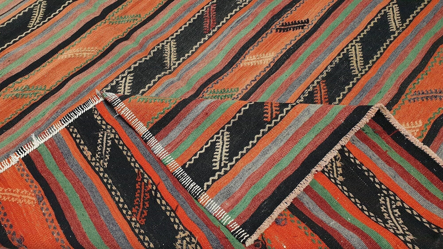 Kilim rug,Orange Area Kilim rug,Turkish Vintage Kilim, Oriental Boho Chic Living room rug,One of a kind Area rug,2531