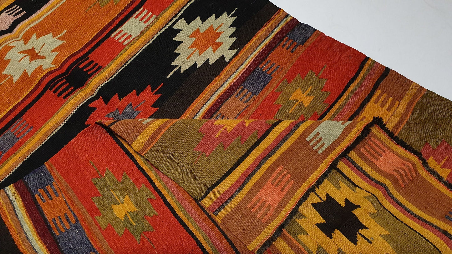 Hallway Runner rug, Kilim rug runner, 4x10 Runner rug, Turkish Vintage runner rug, Kitchen rug, Corridor rug, 2910