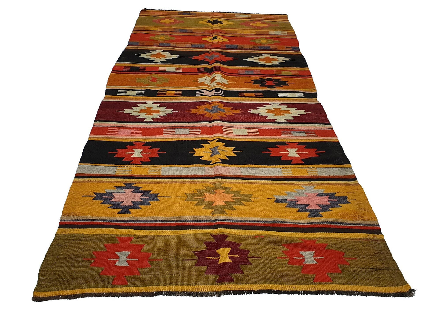 Hallway Runner rug, Kilim rug runner, 4x10 Runner rug, Turkish Vintage runner rug, Kitchen rug, Corridor rug, 2910