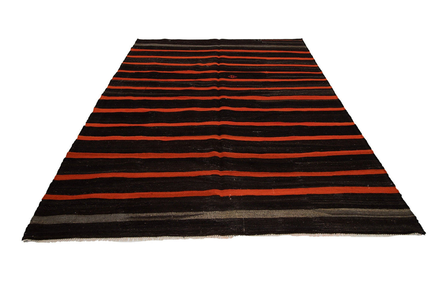 7x11 Vintage Turkish Brown Orange Area Handmade Flatweave Kilim rug, Living Room Rug, Boho Decor, 7830