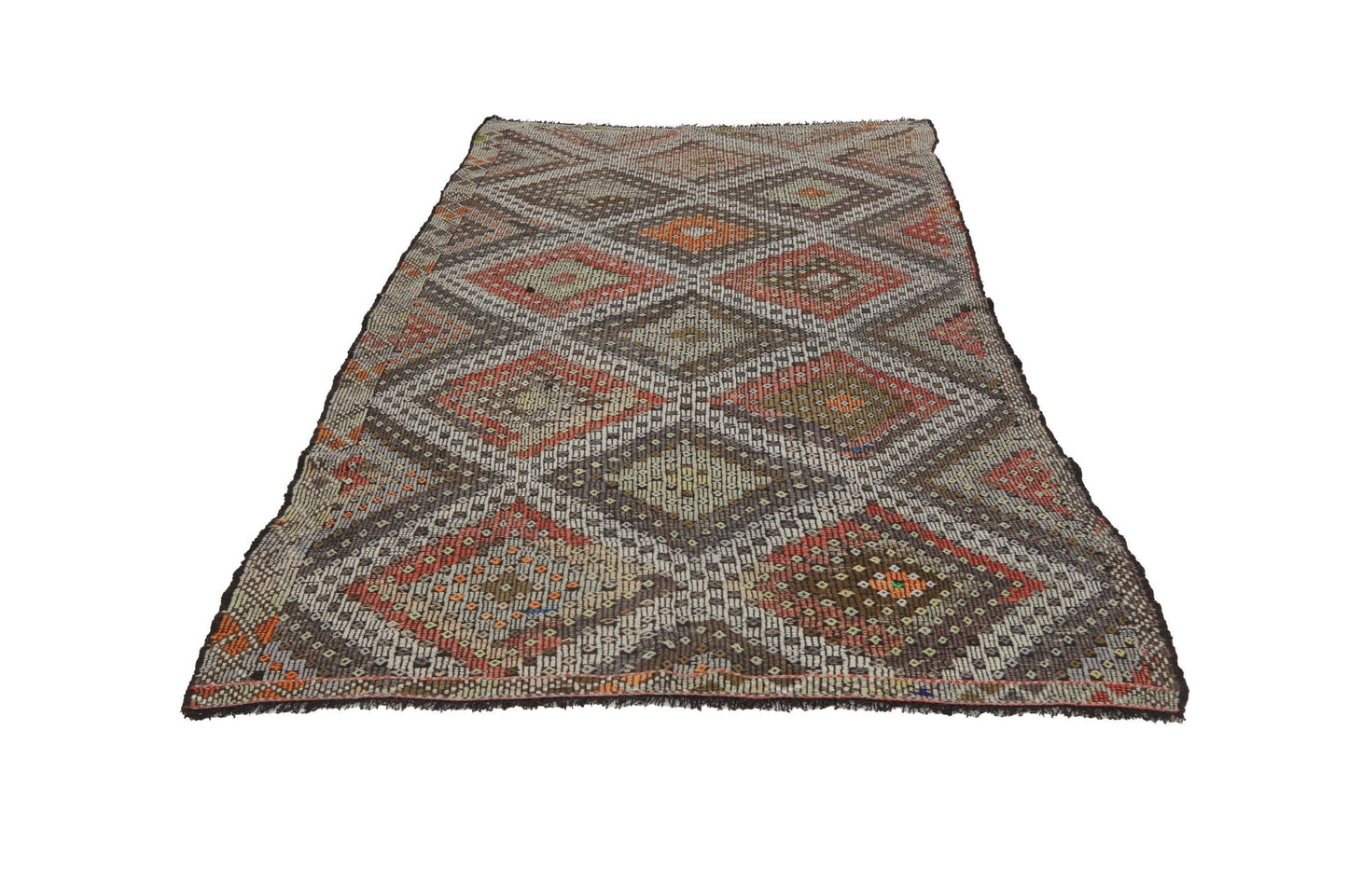 Farmhouse decor Plaid Kilim rug, Area Geometric Floor rug, Turkey rug ,Fine rug, Faded rug ,Muted rug ,Bedroom rug, Kilim rug 6x10 ,8128