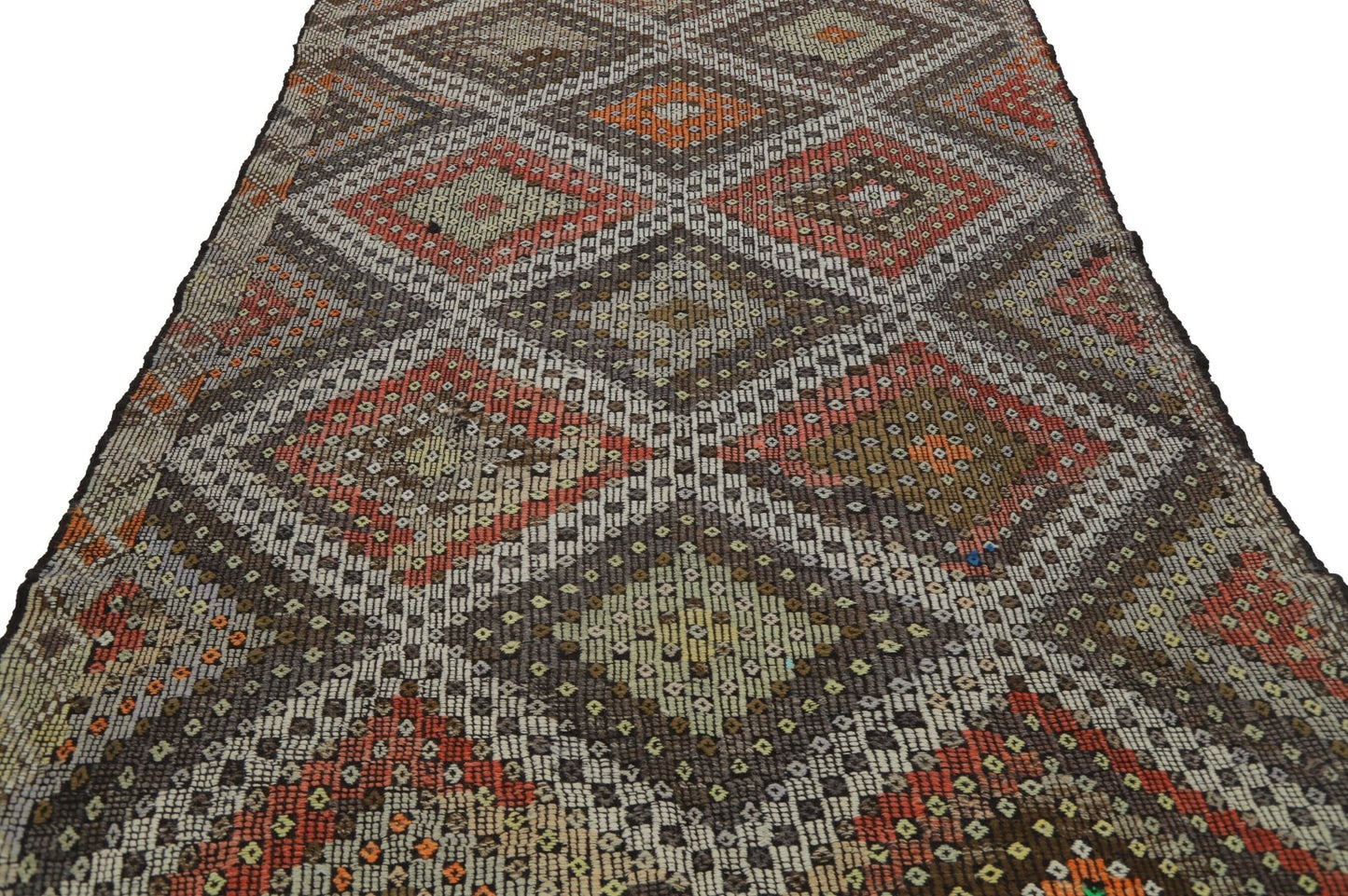 Farmhouse decor Plaid Kilim rug, Area Geometric Floor rug, Turkey rug ,Fine rug, Faded rug ,Muted rug ,Bedroom rug, Kilim rug 6x10 ,8128