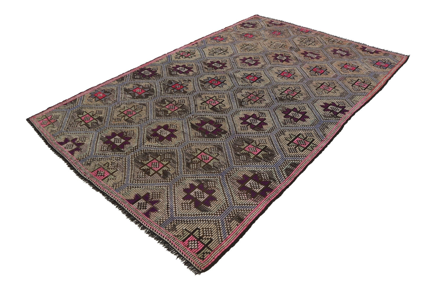 Kilim Rug Unique ,Turkish Vintage Area Kilim Rug 6x10 ,Boho Chic Kilim Rug , Organic Wool Rug ,Floor Handmade Kilim Rug, 8177