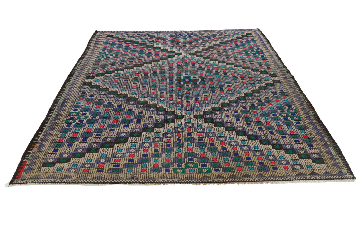 7x10 Kilim rug Turkey, Stunning Turkish Kilim rug, Vintage rug Rustic ,Handmade Area Wool Kilim rug, One of a kind, Shabby chic, 8192