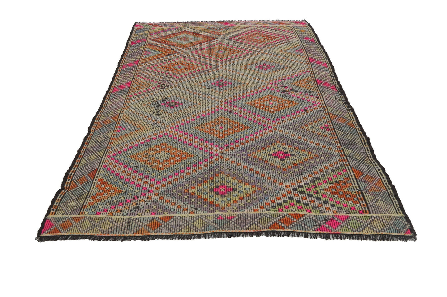 Turkish Vintage Kilim Rug, Handmade Area Kilim Rug, Sun muted Flat weave Rug, 6x9 Kilim Rug, Eclectic Decor Rug, 8119