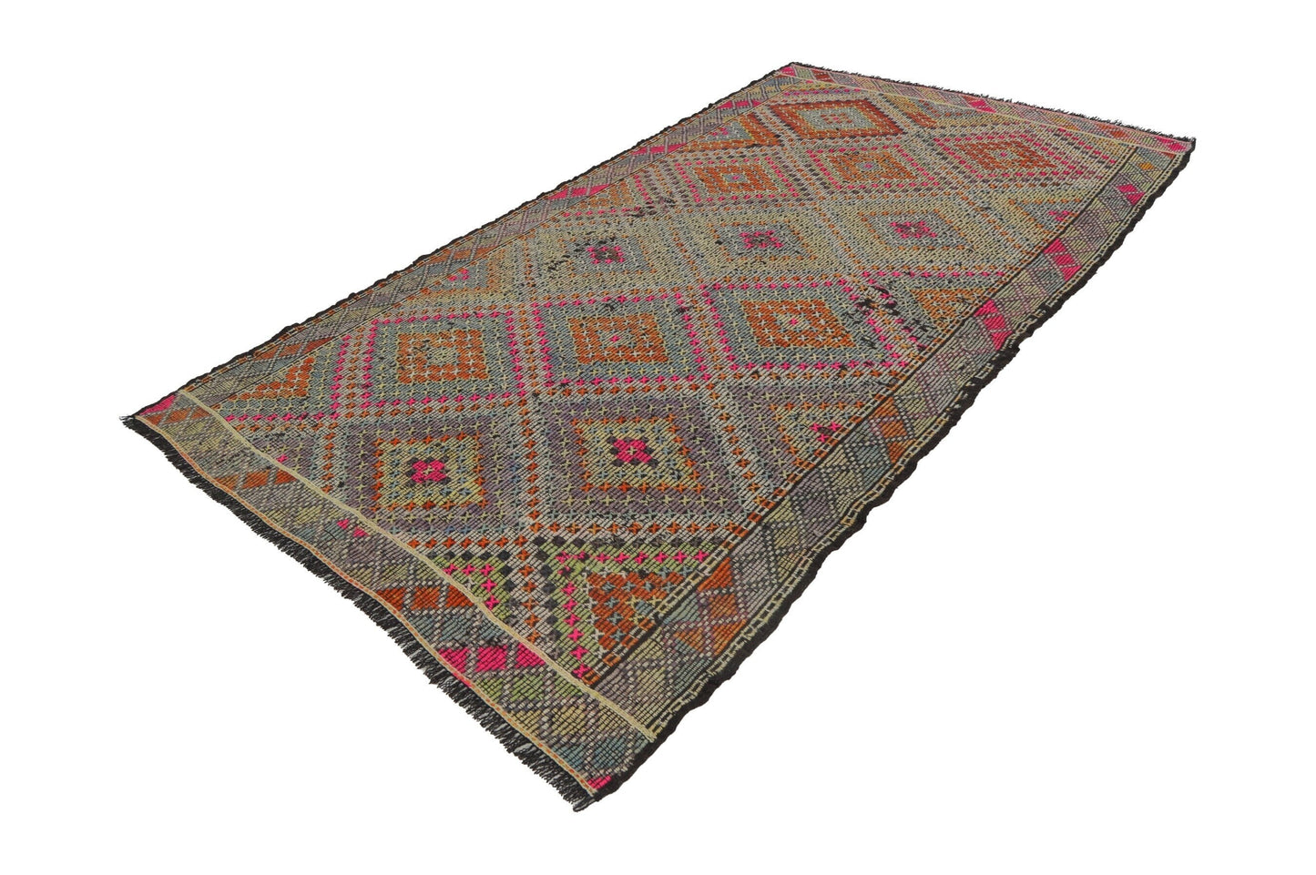 Turkish Vintage Kilim Rug, Handmade Area Kilim Rug, Sun muted Flat weave Rug, 6x9 Kilim Rug, Eclectic Decor Rug, 8119