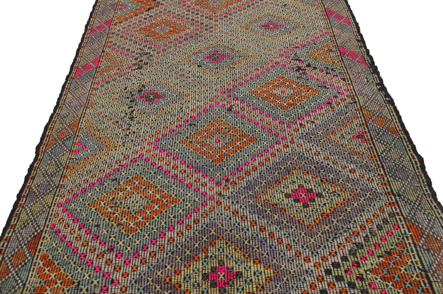 Turkish Vintage Kilim Rug, Handmade Area Kilim Rug, Sun muted Flat weave Rug, 6x9 Kilim Rug, Eclectic Decor Rug, 8119