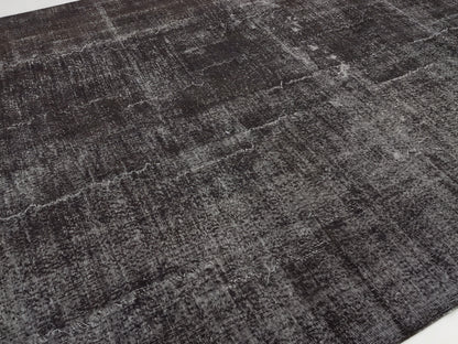 Black Area Large rug, Black Carpet rug 8x11, Turkish Rug, Vintage rug, Distressed rug, Unique rug, Contemporary decor, Handmade rug, 9600