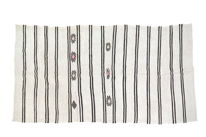 7x12 Hemp Kilim rug, Turkish kilim rug, Vintage kilim rug, Handmade ,White Striped Area rug, Entryway rug, 6709