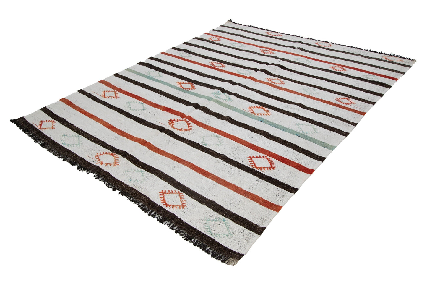 6x8 Vintage Turkish Hemp Kilim rug, White Hemp Kilim rug, Contemporary decor, Living room rug,Bedroom rug, One of a kind rug, 6718