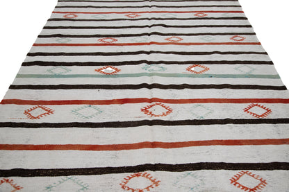 6x8 Vintage Turkish Hemp Kilim rug, White Hemp Kilim rug, Contemporary decor, Living room rug,Bedroom rug, One of a kind rug, 6718