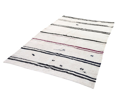 6x9 Area Kilim rug, Turkish Vintage Hemp Kilim rug,White Black Kilim rug , Bedroom rug, Minimalist decor, 9691