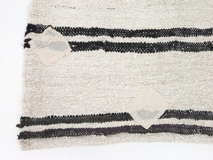 6x9 Area Kilim rug, Turkish Vintage Hemp Kilim rug,White Black Kilim rug , Bedroom rug, Minimalist decor, 9691