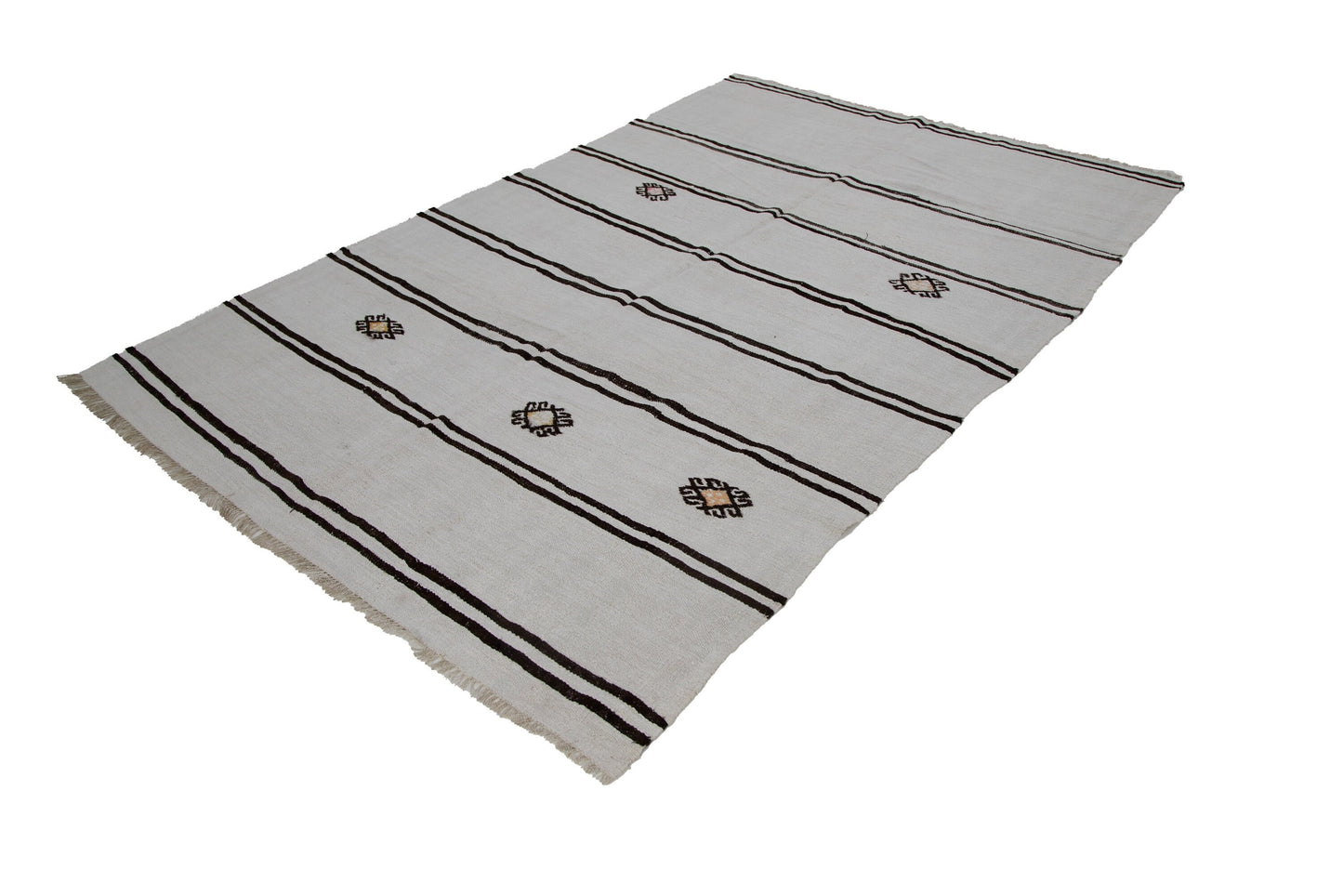 6x9 Area Kilim rug, Turkish Vintage Hemp Kilim rug,White Black Kilim rug , Bedroom rug, Minimalist decor,6283