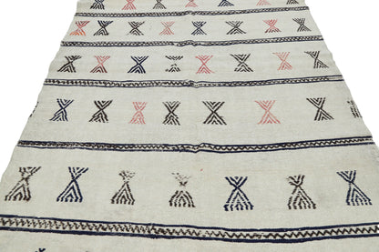 Area Kilim Rug, Turkish Vintage Hemp Kilim Rug, White İvory Kilim Rug 6x8 ,Bedroom Rug, Minimalist Decor, 8094