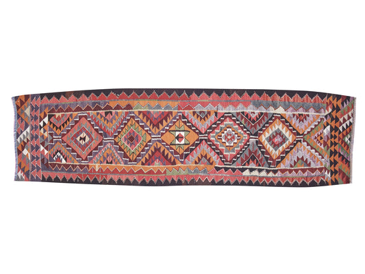 Oushak Vintage Runner Rug, Turkish Eclectic Runner Rug, Handmade Antique Runner Rug, Anatolia Rug, Hallway Runner, Runner Rug 3x11, 11262