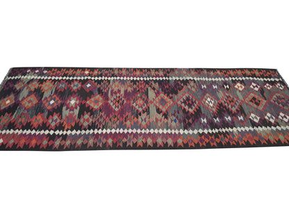 Rug Runner 4x11, Vintage Oushak Runner Rug, Handmade Antique Runner Rug, Turkish Eclectic Runner Rug, Bohemian Rug, Anatolia Rug, 11261