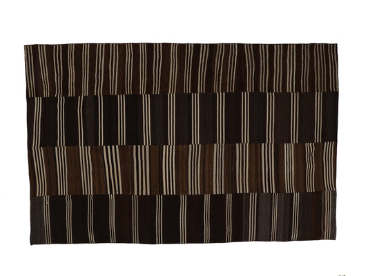 Vintage Area Kilim Rug, Turkish Striped Kilim Rug, Handmade Antique Kilim Rug, Goat Hair Rug, Oversize Rug, Kilim Rug 8x12, Large Rug, 12931