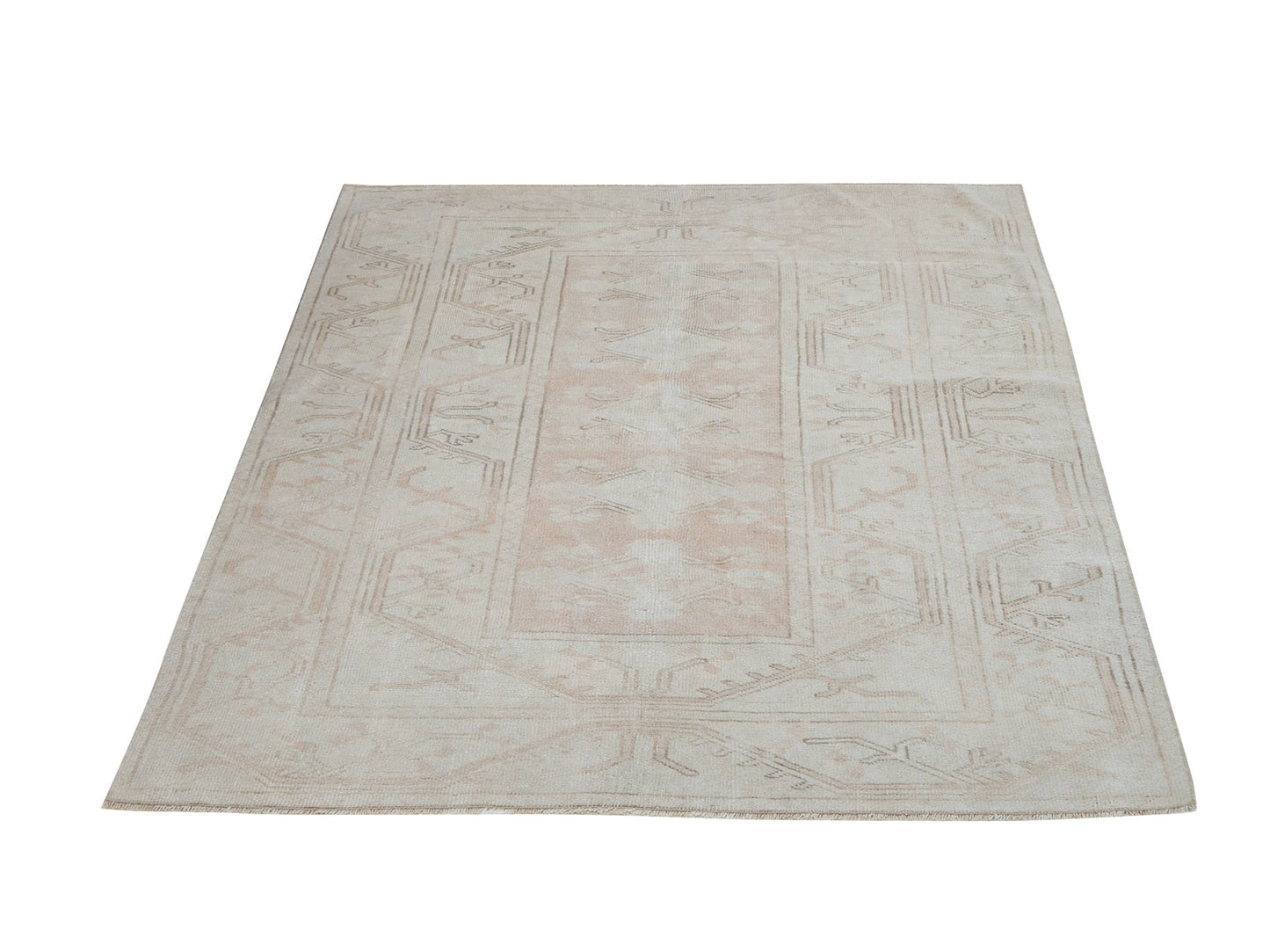 Area Rug, Rug 4x6, Vintage Rug, Handmade Rug, Turkish Rug, Oushak Rug, Scandinavian Rug, Beige Rug, Turkey Rug, Vintage Carpet, 12452
