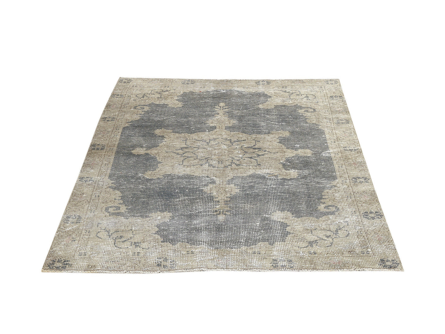 Vintage Handmade Rug, Turkish Oushak Rug, Area Rustic Rug, Rug 4x6, Primitive Rug, Living Room Rug, Turkish Carpet, Turkey Rug, 12088