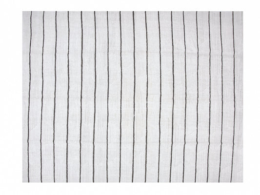 Handmade Unique Kilim Rug, Turkish Vintage Kilim Rug, Area Striped Kilim Rug, Large White Hemp Rug, Kilim Rug 9x11, Oversize Rug, 12275