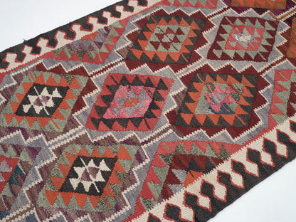 Vintage Runner, Turkish Runner, Oushak Runner, Handmade Runner Rug, Kitchen Runner, Kilim Runner, Anatolia Rug, Runner Rug 3x11, 11352