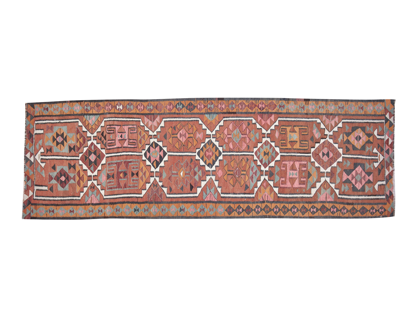 Turkish Oushak Runner Rug, Vintage Runner, Handmade Antique Runner Rug, Anatolia Rug, Kilim Runner, Hallway Runner, Runner Rug 4x11, 11267