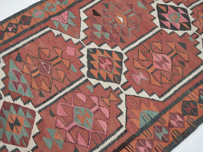 Turkish Oushak Runner Rug, Vintage Runner, Handmade Antique Runner Rug, Anatolia Rug, Kilim Runner, Hallway Runner, Runner Rug 4x11, 11267