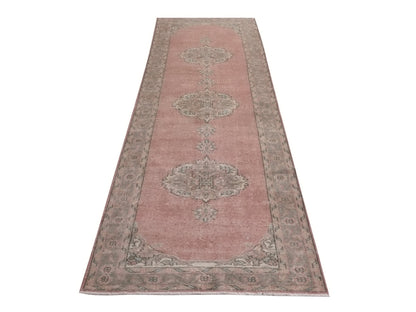 3x12, Turkish Vintage Oushak Runner rug 3x12, Handmade Boho Carpet Runner, Hallway Rug, Kitchen rug, Pink Runner rug, 3x12 Rug runner, 8787