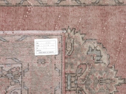 3x12, Turkish Vintage Oushak Runner rug 3x12, Handmade Boho Carpet Runner, Hallway Rug, Kitchen rug, Pink Runner rug, 3x12 Rug runner, 8787