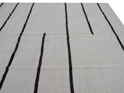 Turkish Kilim, Handmade Flat Weave Kilim Rug, Area Striped Kilim Rug, Coastal Decor, Oversize Rug, Large Hemp Rug, Kilim Rug 10x13, 8830