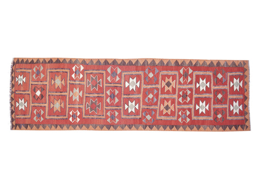 Handmade Runner Rug, Oushak Runner, Turkish Runner, Vintage Runner, Hallway Runner, Anatolia Rug, Kilim Runner Rug, Runner Rug 3x10, 11298