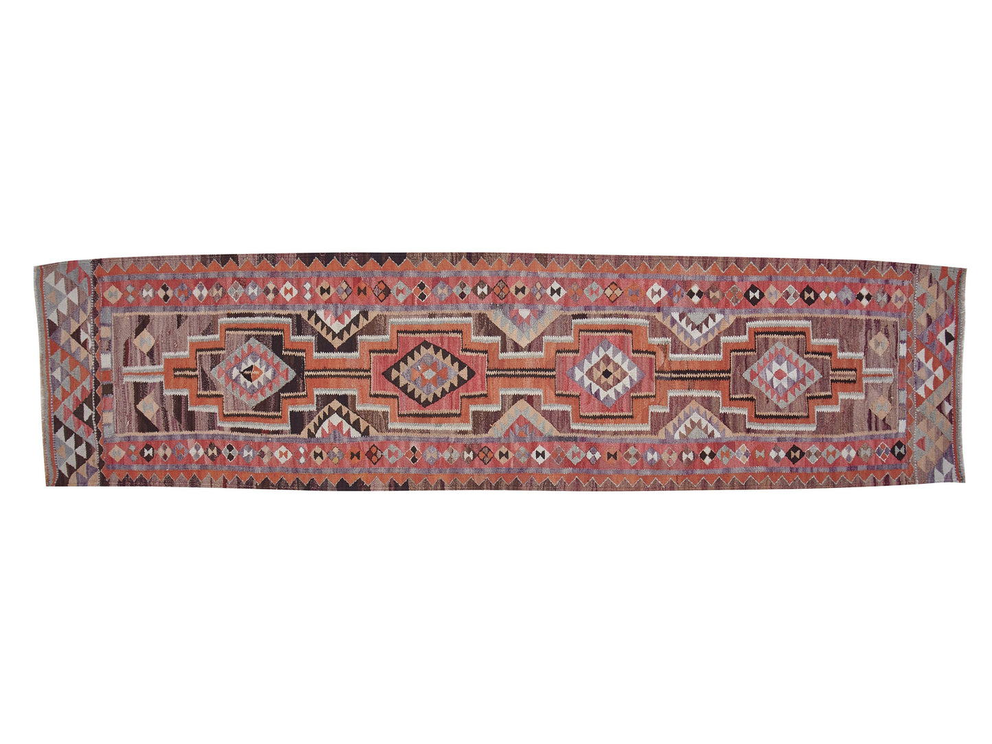 Handmade Antique Runner Rug, Turkish Vintage Runner Rug, Oushak Eclectic Runner Rug, Kilim Runner Rug, Bohemian Rug, Runner Rug 3x12, 11353