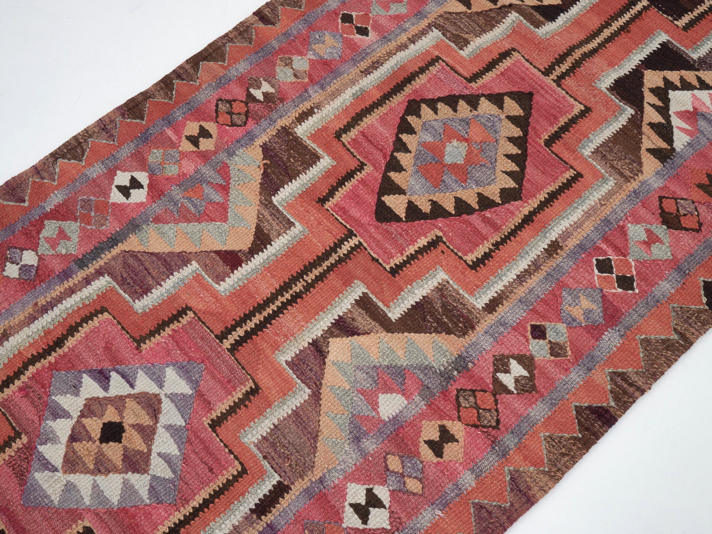 Handmade Antique Runner Rug, Turkish Vintage Runner Rug, Oushak Eclectic Runner Rug, Kilim Runner Rug, Bohemian Rug, Runner Rug 3x12, 11353
