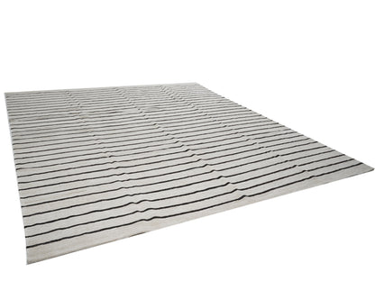 Turkish Handmade Kilim Rug, Vintage Unique Kilim Rug, Area Kilim Rug, White Hemp Rug, Oversize Rug, Coastal Decor, Kilim Rug 11x13, 12811