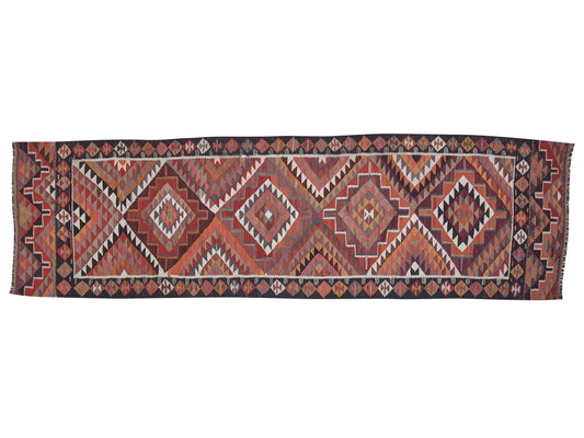 Rug Runner 4x12, Turkish Oushak Runner Rug, Vintage Handmade Runner Rug, Anatolia Rug, Kitchen Runner, Bohemian Rug, Kilim Runner Rug, 11405