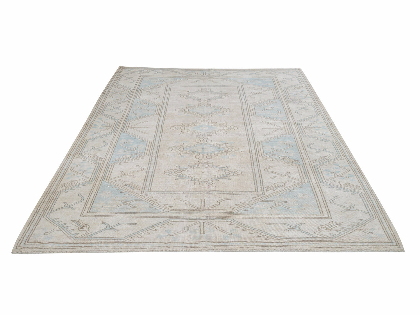 Turkish Vintage Rug, Handmade Area Rug, Oushak Unique Rug, Bedroom Rug, Neutral Muted Rug, Contemporary Decor,Vintage Carpet, Rug 7x9, 12525