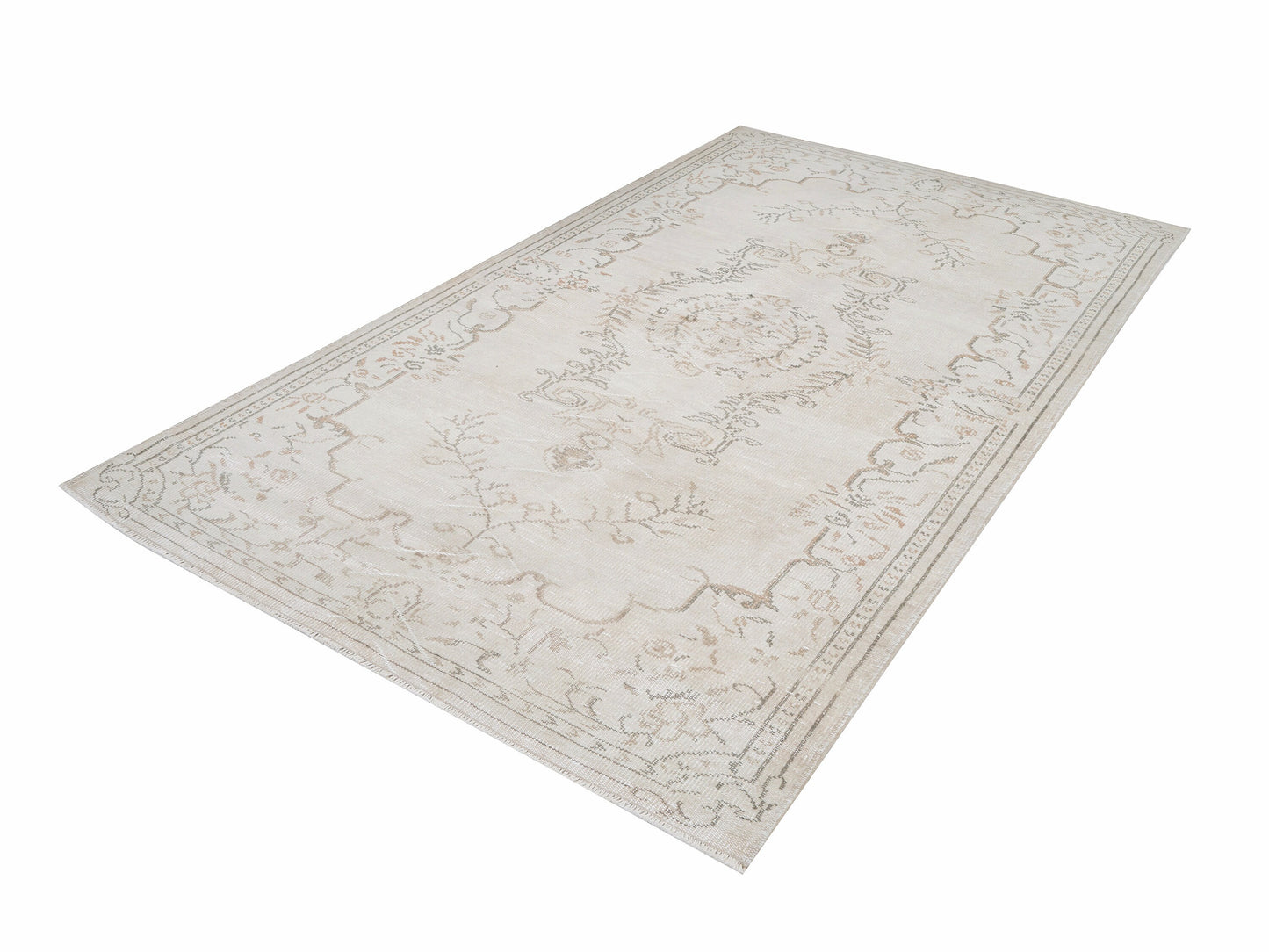 Handmade Area Rug, Turkish Vintage Rug, Oushak Unique Rug, Neutral Muted Rug, White Rug, Coastal Decor, Oushak Carpet, Rug 6x9, 12522