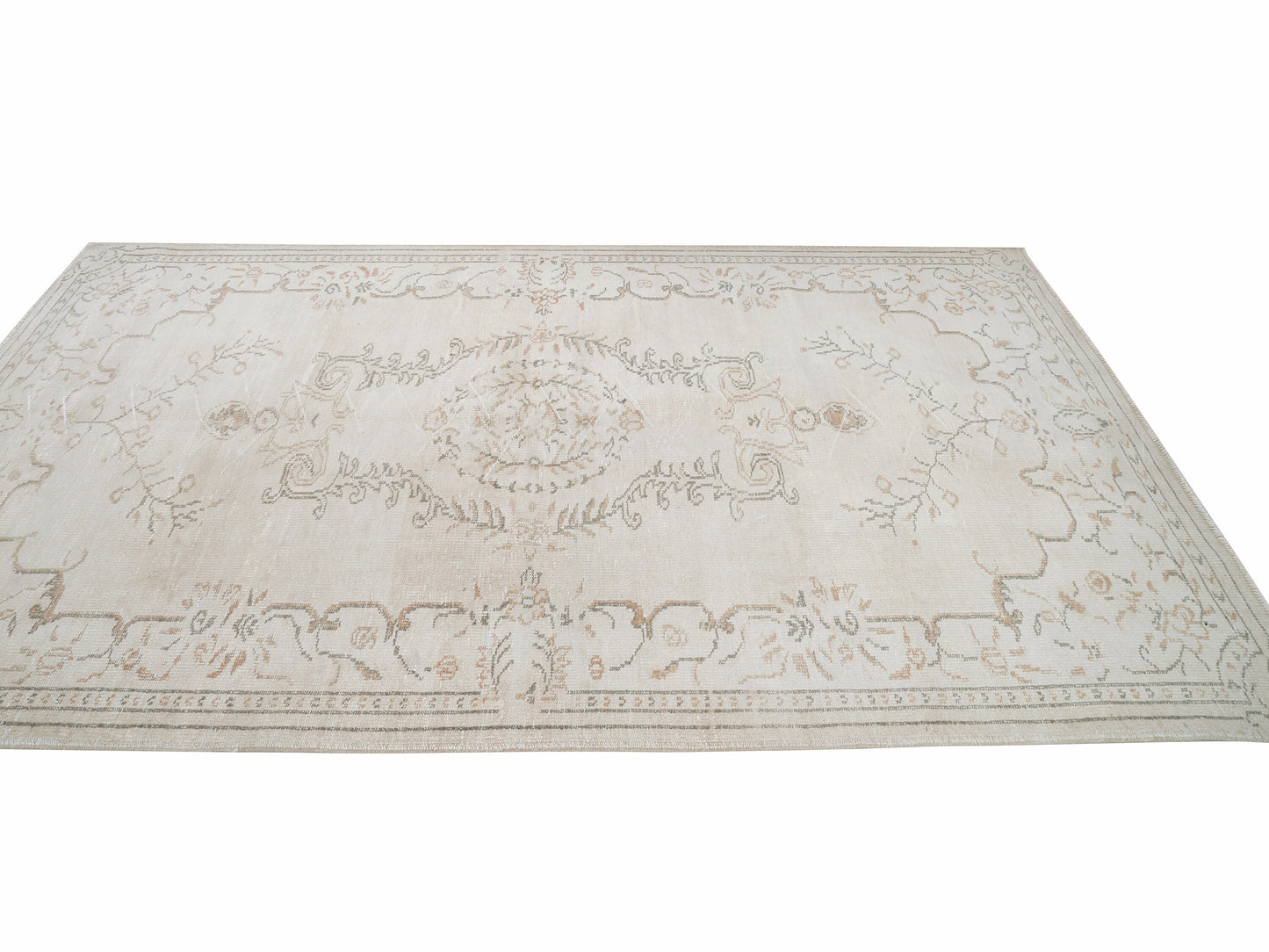 Handmade Area Rug, Turkish Vintage Rug, Oushak Unique Rug, Neutral Muted Rug, White Rug, Coastal Decor, Oushak Carpet, Rug 6x9, 12522
