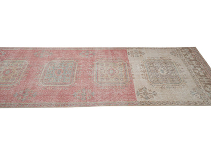 Rug Runner 3x12, Turkish Handmade Runner Rug, Vintage Eclectic Runner Rug, Oushak Runner, Anatolia Rug, Bohemian Rug, Carpet Runner, 12484