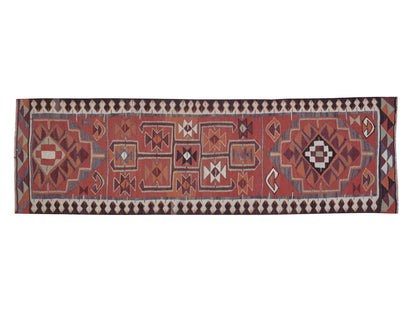 Turkish Vintage Runner Rug, Handmade Runner Rug, Oushak Kilim Runner Rug, Runner Rug 3x10, Kitchen Runner, Anatolia Rug, Bohemian Rug, 11437