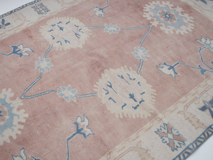 Vintage Oushak Rug, Handmade Area Rug, Turkish Eclectic Rug, Office Rug, Turkey Rug, Rug 5x7, Bohemian Rug, Vintage Carpet, 12438
